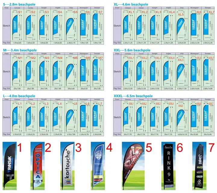 size of Custom beach flag